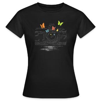 In the objective - Women's T-Shirt - black - Front - AI Model Female 172 dark (172cm)
