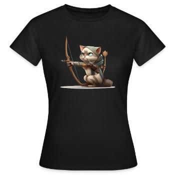 Miko le chat au tir à ll arc - T-shirt Femme - noir - Devant - AI Model Female 172 dark (172cm)