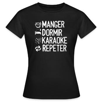 karaoke - karaoké - drôle - humour - T-shirt Femme - noir - Devant - AI Model Female 172 dark (172cm)