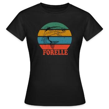 Retro Forelle - Frauen T-Shirt - Schwarz - Vorne - AI Model Female 172 dark (172cm)