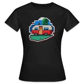 pixel vintage camper car - Frauen T-Shirt - Schwarz - Vorne - AI Model Female 172 dark (172cm)