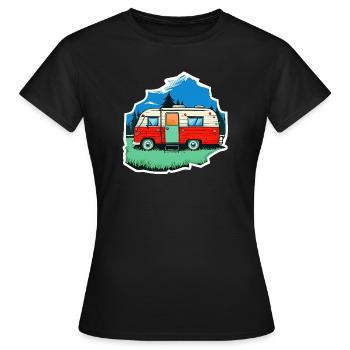 vintage camper car - Frauen T-Shirt - Schwarz - Vorne - AI Model Female 172 dark (172cm)