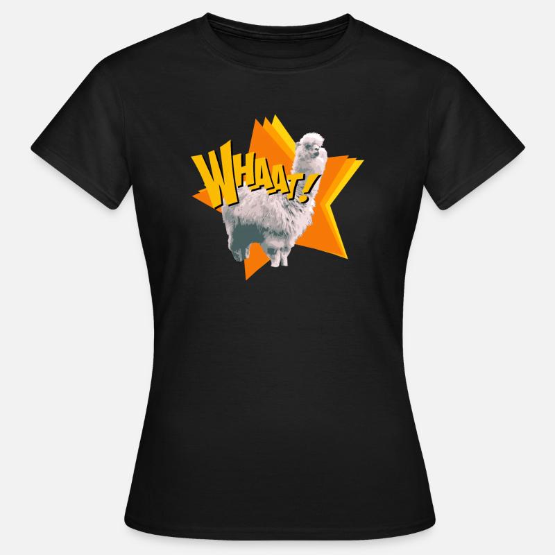 Funky Lama Alpaca Star Whaaaat! - Women's T-Shirt - black