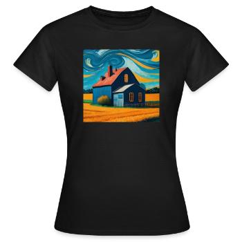 Weizenfeld im Norden Bayerns - Frauen T-Shirt - Schwarz - Vorne - AI Model Female 172 dark (172cm)