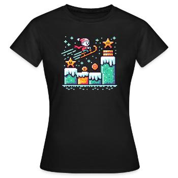 Pixel Winter Wonderland : le pays des neiges rétro du jeu - T-shirt Femme - noir - Devant - AI Model Female 172 dark (172cm)