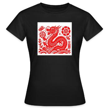 Année du dragon rouge - T-shirt Femme - noir - Devant - AI Model Female 172 dark (172cm)