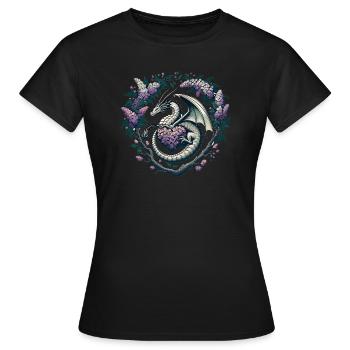 Dragon lilas - T-shirt Femme - noir - Devant - AI Model Female 172 dark (172cm)