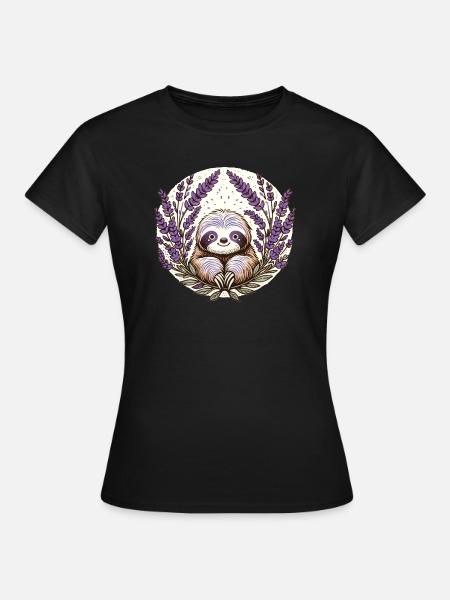 Lavendel-Faultier - Frauen T-Shirt - Schwarz