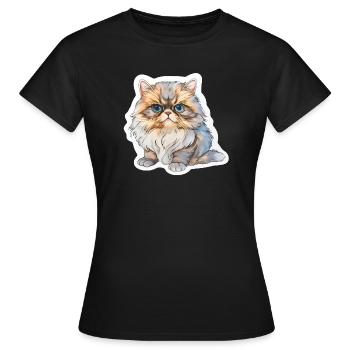 Perserkatze mollig - Frauen T-Shirt - Schwarz - Vorne - AI Model Female 172 dark (172cm)