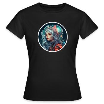 Sci Fi Fantasy Mädchen - Frauen T-Shirt - Schwarz - Vorne - AI Model Female 172 dark (172cm)