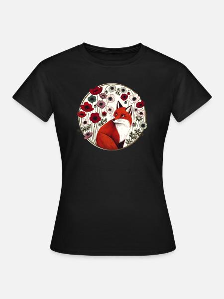 Retro Rotfuchs - Frauen T-Shirt - Schwarz