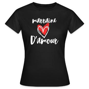 Marraine d'amour Idée cadeau pour Baptême ou Noël - T-shirt Femme - noir - Devant - AI Model Female 172 dark (172cm)