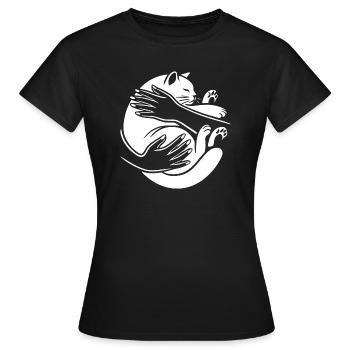 Sanfte Umarmung der Katze - Frauen T-Shirt - Schwarz - Vorne - AI Model Female 172 dark (172cm)