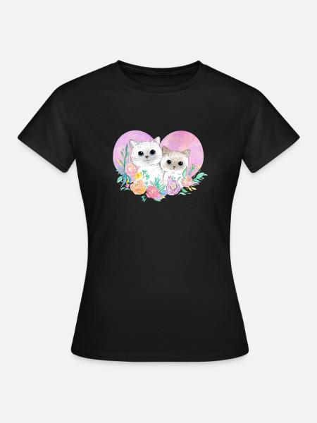 Katzenliebe - Frauen T-Shirt - Schwarz