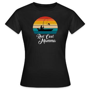 Reel Cool Mamma Fishing Gifts - Frauen T-Shirt - Schwarz - Vorne - AI Model Female 172 dark (172cm)