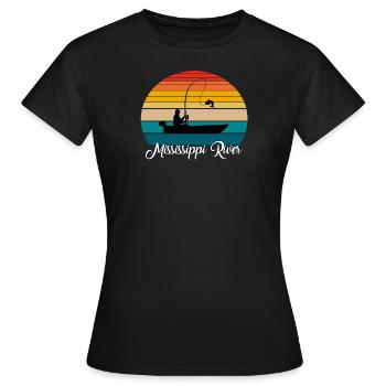 Lieu de pêche sur le fleuve Mississippi - T-shirt Femme - noir - Devant - AI Model Female 172 dark (172cm)