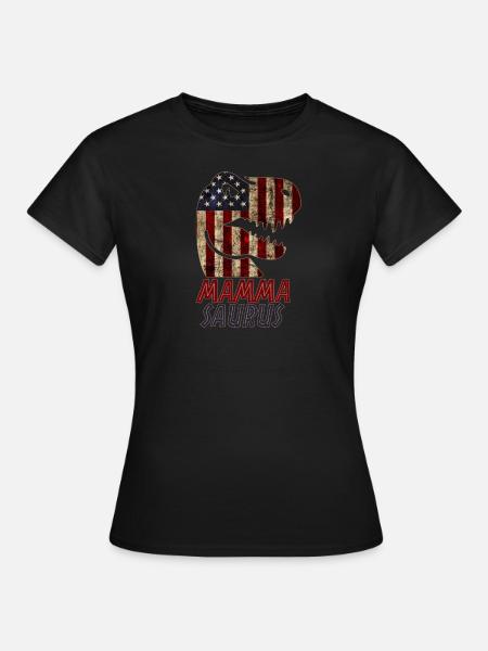 Patriotic Mamma Dinosaur - Frauen T-Shirt - Schwarz