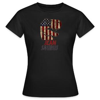 Patriotic Jean Dinosaur Jeansaurus - Frauen T-Shirt - Schwarz - Vorne - AI Model Female 172 dark (172cm)