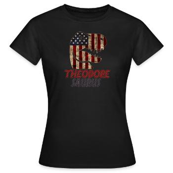 Patriotic Theodore Dinosaur Theodoresaurus - Frauen T-Shirt - Schwarz - Vorne - AI Model Female 172 dark (172cm)