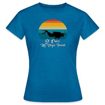 St. Croix US Virgin Islands Diving - Women's T-Shirt - antique blue sapphire heather - Front - AI Model Female 172 dark (172cm)
