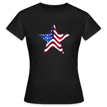 USA America Flagge Stars and Stripes Stern - Frauen T-Shirt - Schwarz - Vorne - AI Model Female 172 dark (172cm)
