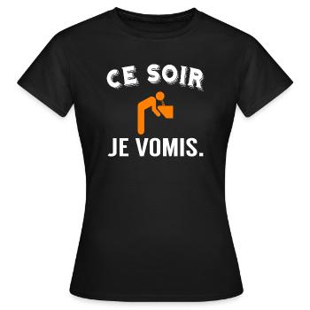 ce soir je vomis - T-shirt Femme - noir - Devant - AI Model Female 172 dark (172cm)