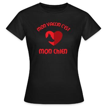 Mon vaccin c est mon chien - T-shirt Femme - noir - Devant - AI Model Female 172 dark (172cm)