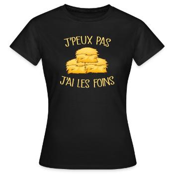 Je Peux Pas J'ai Les Foins - T-shirt Femme - noir - Devant - AI Model Female 172 dark (172cm)