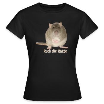 Rudi die Ratte , Ratten , Nagetier , Rudolf - Frauen T-Shirt - Schwarz - Vorne - AI Model Female 172 dark (172cm)