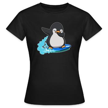 dab dabbing pinguin surfen königspinguin birthday - Frauen T-Shirt - Schwarz - Vorne - AI Model Female 172 dark (172cm)