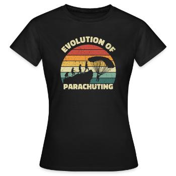 Evolution of Parachuting. Fallschirmspringen - Frauen T-Shirt - Schwarz - Vorne - AI Model Female 172 dark (172cm)