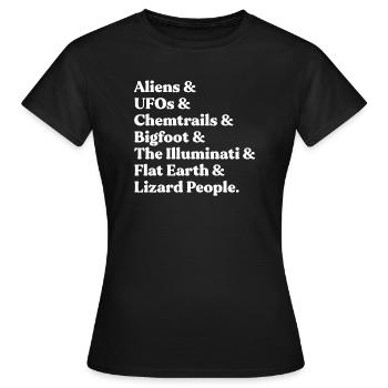 Pack de démarrage théories du complot - T-shirt Femme - noir - Devant - AI Model Female 172 dark (172cm)