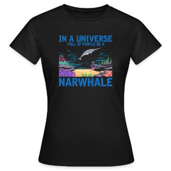 Narval Licorne Baleine Baleines Mer Océan Biologie - T-shirt Femme - noir - Devant - AI Model Female 172 dark (172cm)