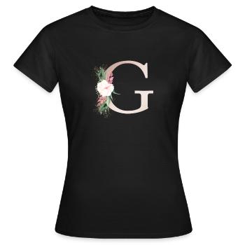 Personalisierbar Monogramm G Floral - Frauen T-Shirt - Schwarz - Vorne - AI Model Female 172 dark (172cm)