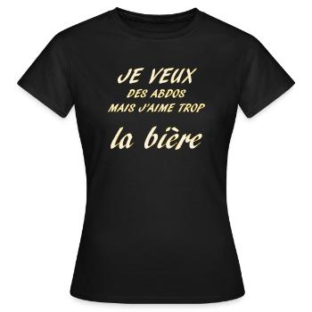 la biere - T-shirt Femme - noir - Devant - AI Model Female 172 dark (172cm)