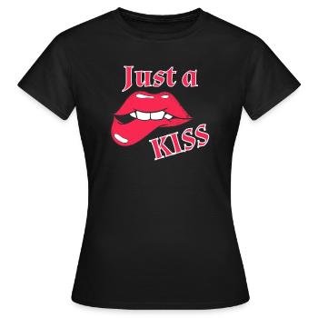 Just a kiss - T-shirt Femme - noir - Devant - AI Model Female 172 dark (172cm)