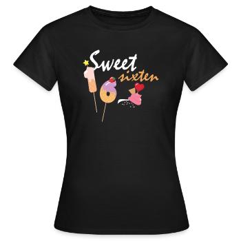 Joyeux anniversaire 16 Fille Anniversaire Drôle De Gâteau - T-shirt Femme - noir - Devant - AI Model Female 172 dark (172cm)