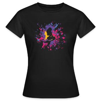 Sirène de coeur éclaboussure de couleur - T-shirt Femme - noir - Devant - AI Model Female 172 dark (172cm)