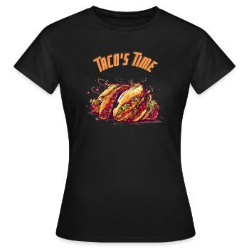 Taco's time - T-shirt Femme - noir - Devant - AI Model Female 172 dark (172cm)