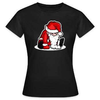 Sitting Santa Puppet - White - Frauen T-Shirt - Schwarz - Vorne - AI Model Female 172 dark (172cm)