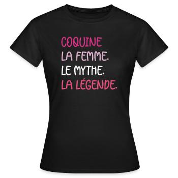 Coquine - T-shirt Femme - noir - Devant - AI Model Female 172 dark (172cm)