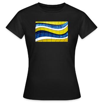 Yellow - Blue waves - Women's T-Shirt - black - Front - AI Model Female 172 dark (172cm)