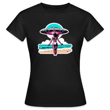 UFO-Begegnung während der Sommerferien. - Frauen T-Shirt - Schwarz - Vorne - AI Model Female 172 dark (172cm)