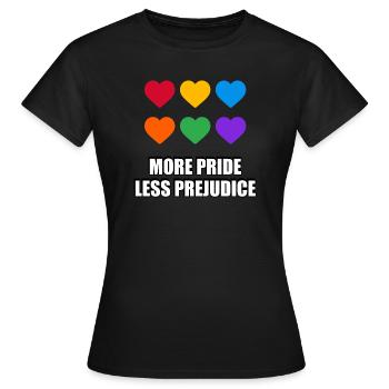 Plus d’orgueil moins de préjugés Cœurs arc-en-ciel - T-shirt Femme - noir - Devant - AI Model Female 172 dark (172cm)
