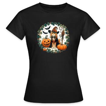 Halloween Ingwer Katze - Frauen T-Shirt - Schwarz - Vorne - AI Model Female 172 dark (172cm)