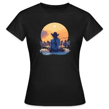 Pferd Pferde Reiten Reiterin 18 - Frauen T-Shirt - Schwarz - Vorne - AI Model Female 172 dark (172cm)