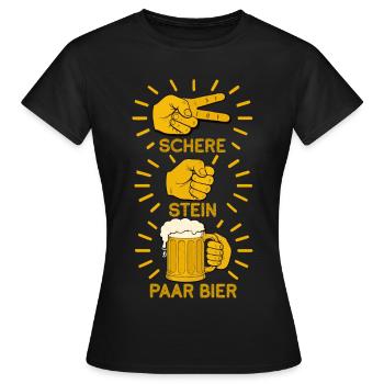 Schere Stein und ein Paar Bier lustige Bier Spruch - Frauen T-Shirt - Schwarz - Vorne - AI Model Female 172 dark (172cm)
