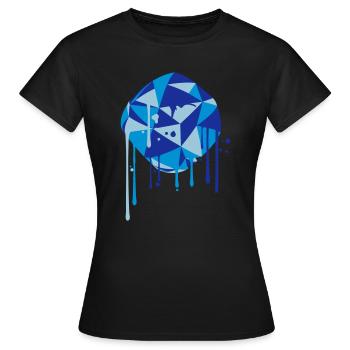 balle art spray graffiti goutte rond rond bleu - T-shirt Femme - noir - Devant - AI Model Female 172 dark (172cm)