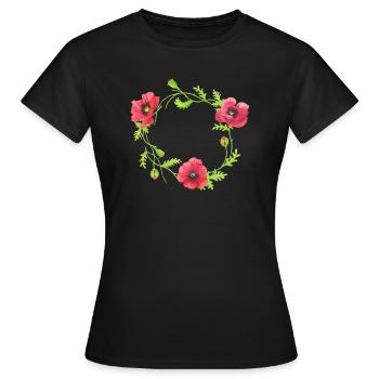 Les fleurs couronne de printemps de mariage pavot - T-shirt Femme - noir - Devant - AI Model Female 172 dark (172cm)