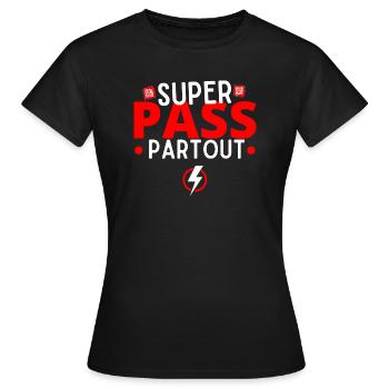 super passe partout pass sanitaire cadeau humour - T-shirt Femme - noir - Devant - AI Model Female 172 dark (172cm)